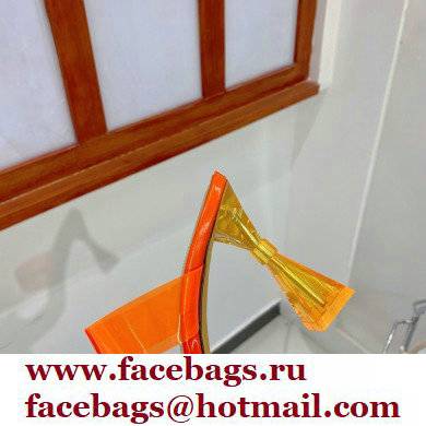 Mach  &  Mach Heel 9.5cm Rose Flower Mules PVC Orange 2022